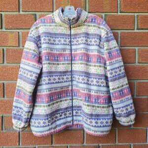 Vintage Alfred Dunner Pink Purple Patterned Fleece Jacket